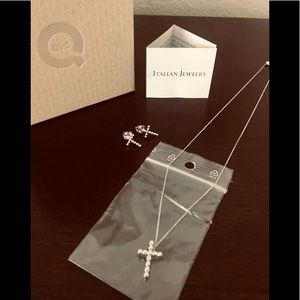 NWT Sterling Silver Cross Necklace & Earrings